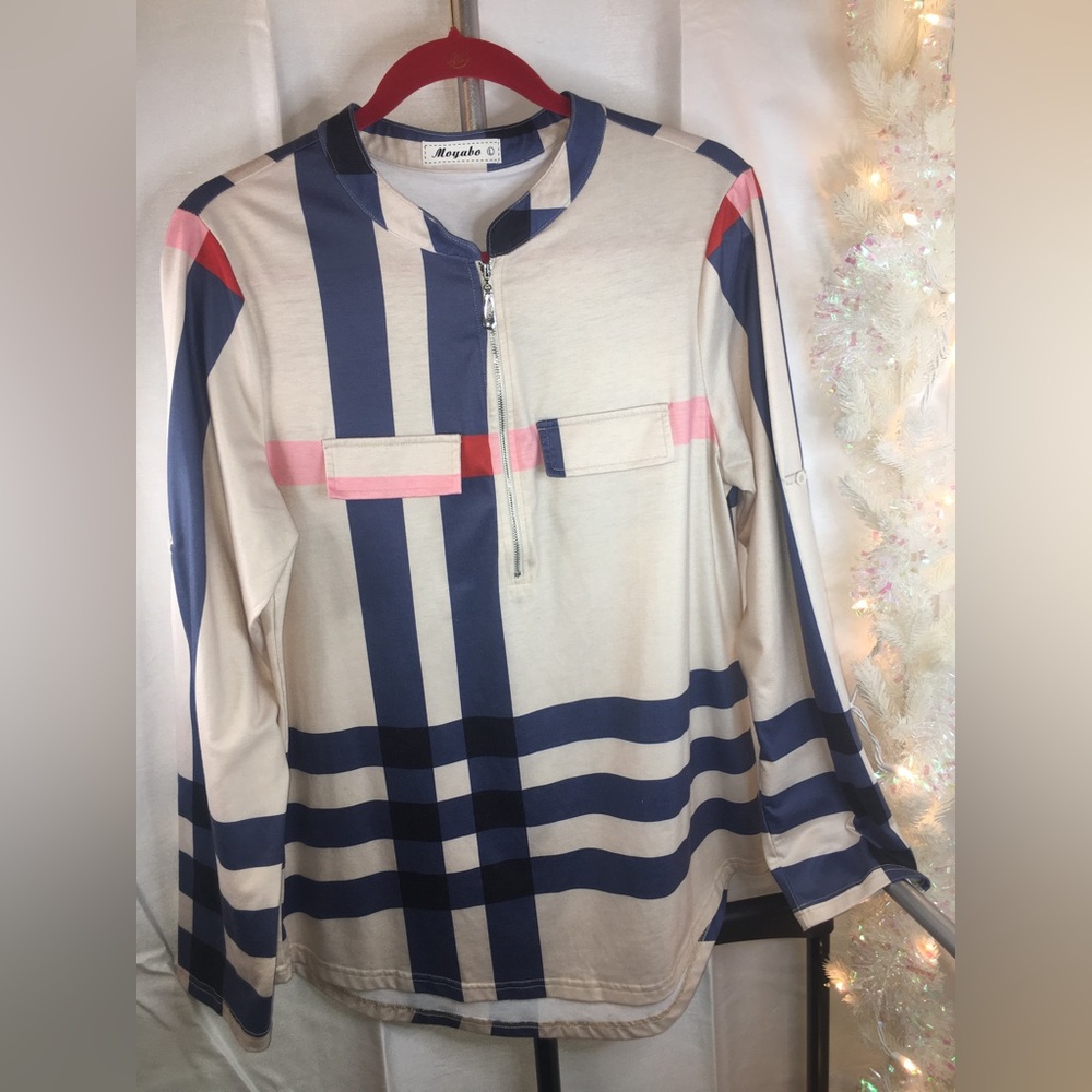 Moyabo | Women’s Colorful Henley Style Blouse Top